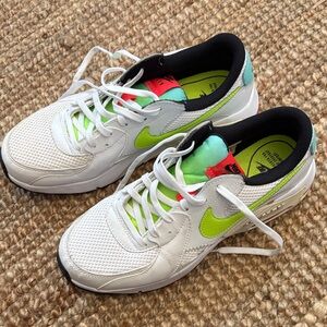 Nike White and Lime Green Athletic Shoes